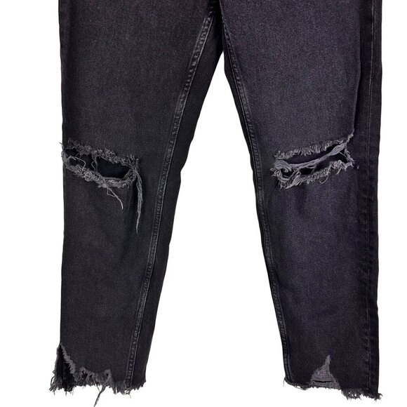 Zara Women's High Rise Distressed Mom Black Jeans Size 2 - Picture 6 of 9